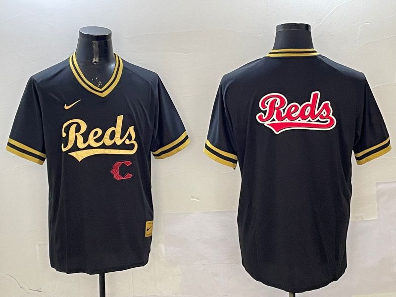 Men Cincinnati Reds Blank Black Gold Game 2025 Nike MLB Jersey style 6->cincinnati reds->MLB Jersey